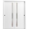 Sartodoors Sliding Closet Bypass Doors 72 x 96in, Planum 0660 Painted White W/ Frosted Glass, Sturdy Rails PLANUM0660DBD-BEM-7296